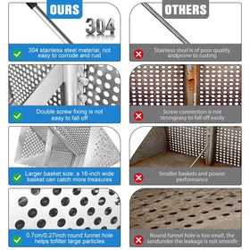 Vdsfand 16-inch basket for efficient sand collection and faster beach searches.