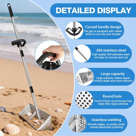 Vdsfand sand scoop anti-slip handle reduces wrist fatigue on long beach hunts.
