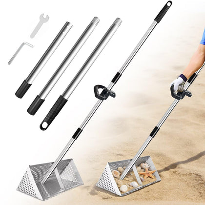 Vdsfand sand scoop with detachable 47-inch handle for standing digging comfort.