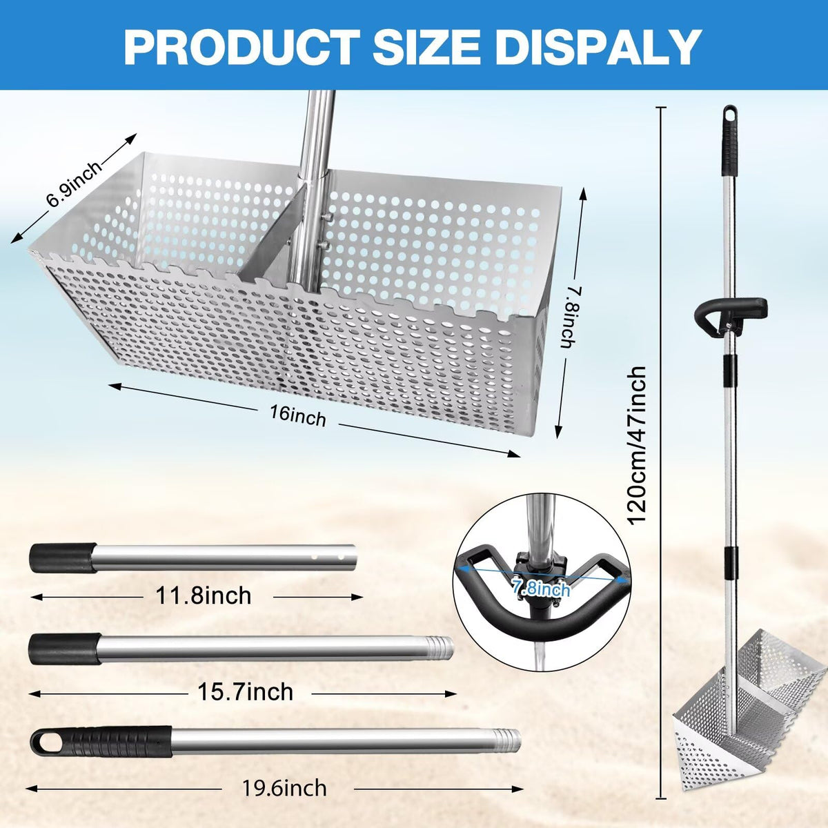 Vdsfand sand scoop ideal for finding shark teeth and small treasures.