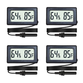 Veanic 4-pack mini digital hygrometer thermometer front view for quick terrarium readings.