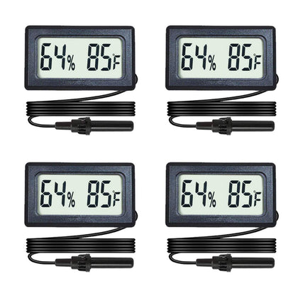 Veanic 4-pack mini digital hygrometer thermometer front view for quick terrarium readings.
