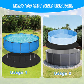 Vecacosic versatile pool underlayment adapts to lawn, concrete, patios.