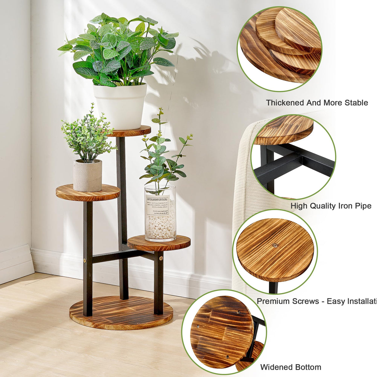 VECELO corner display rack keeps plants organized while saving floor space