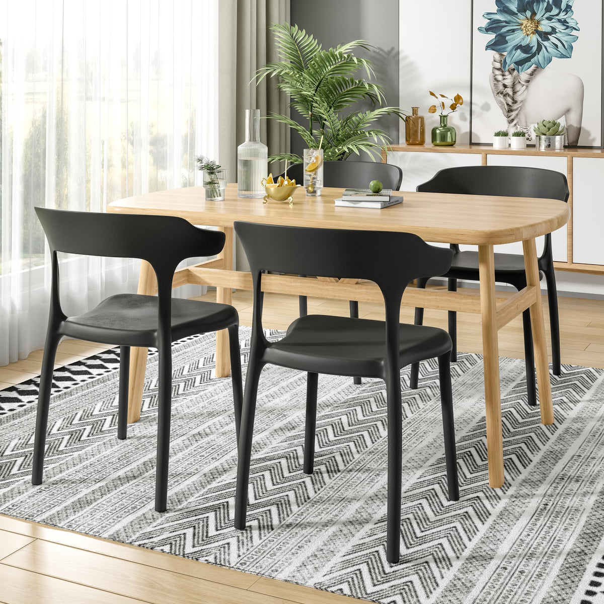 VECELO lightweight plastic chairs easy to move between rooms or patios