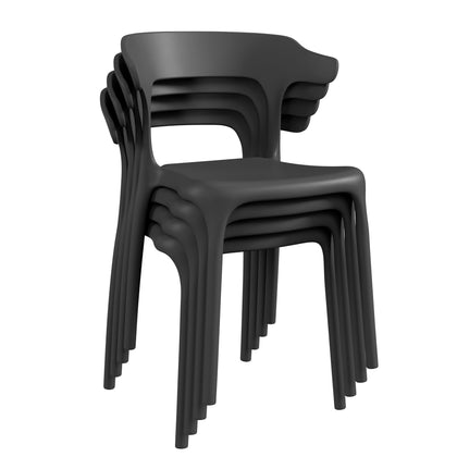 VECELO stackable chairs in black for indoor or outdoor dining with space-saving design