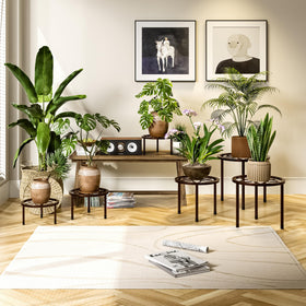 VECELO plant stand with floral-pattern top, decorative pot support