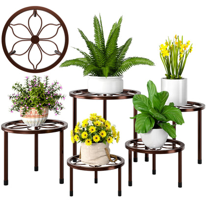 VECELO five-pack metal plant stands, top view, ideal for indoor display