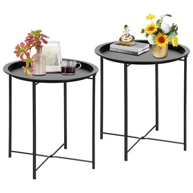 VECELO side table removable tray for easy serving and storage.