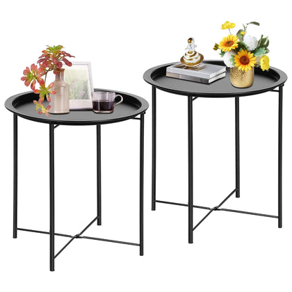 VECELO side table removable tray for easy serving and storage.