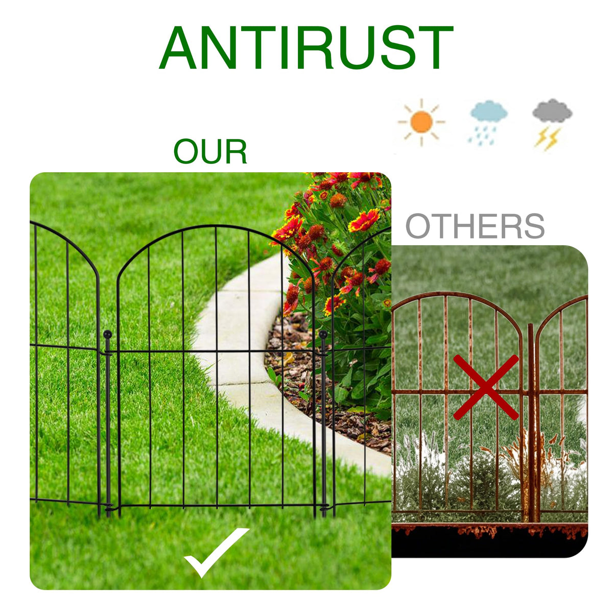 Veclory garden fence 10-feet-length offers flexible borders for varied yard layouts