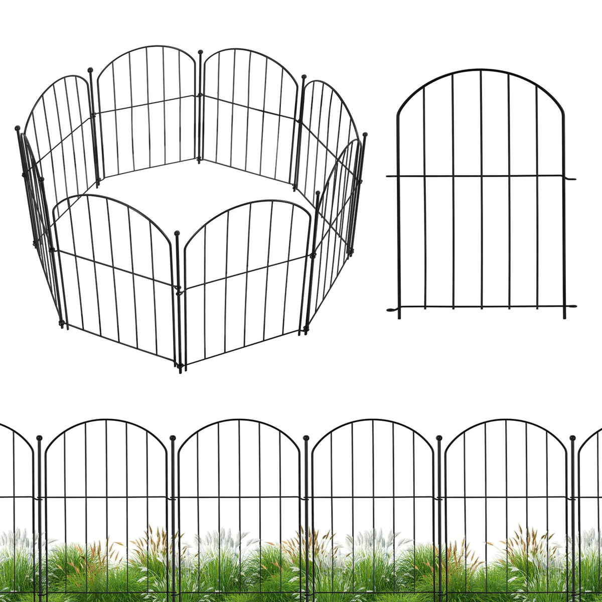 Veclory garden fence arch-10-panels defines borders with an elegant arch look and no-dig setup