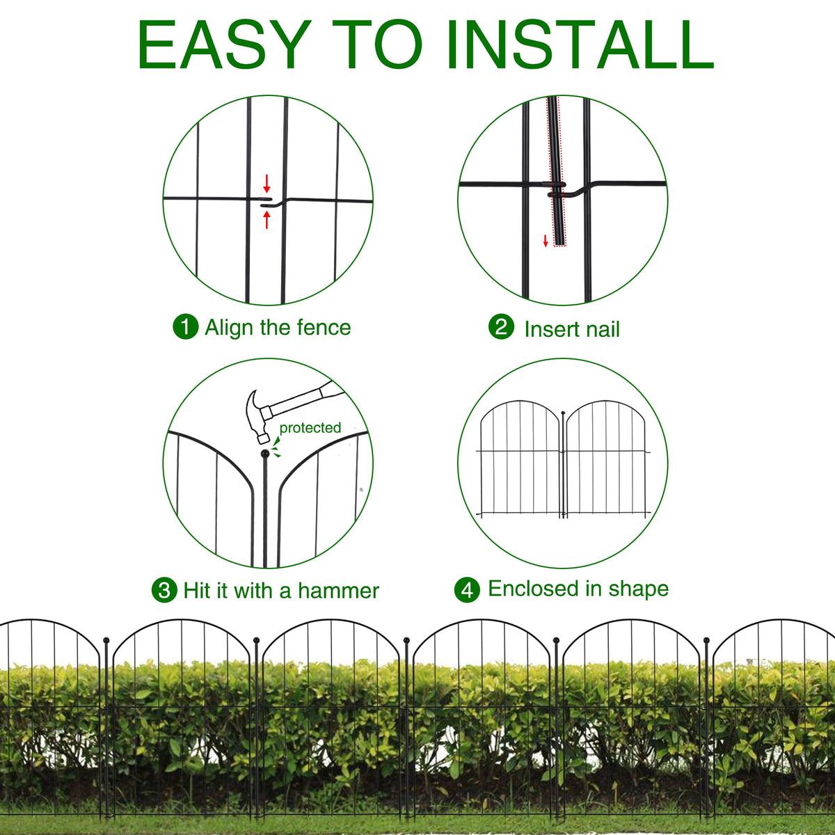 Veclory garden fence rustproof-coating resists weather for long-lasting outdoor use