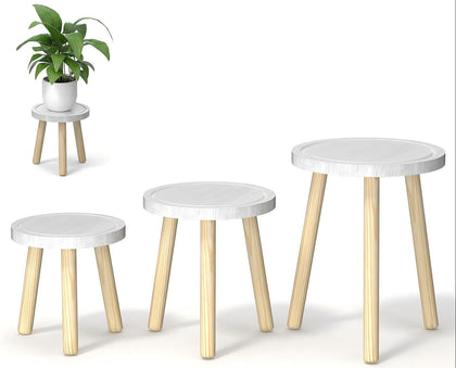 Vecxoty wood plant stand collection displayed together for layered indoor display.