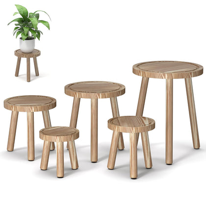 Vecxoty wood plant stands indoors show varied heights for a layered plant display.