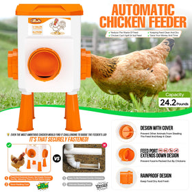 Vedalio chicken feeder with 24-2-pound capacity reduces refills.