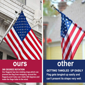 Vedouci 3x5 US flag detail showcases embroidery and sturdy stitching.