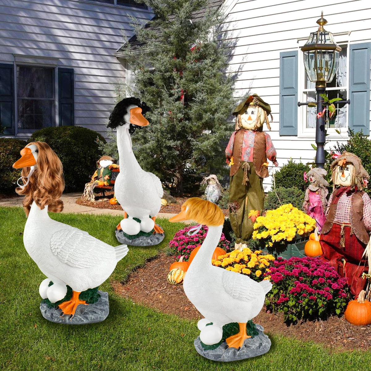 VEEVIIY porch goose wig braid style 7 elevates yard decor with a playful burst.