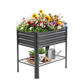 Two-pack arrangement of Veezyo raised garden beds for versatile layouts