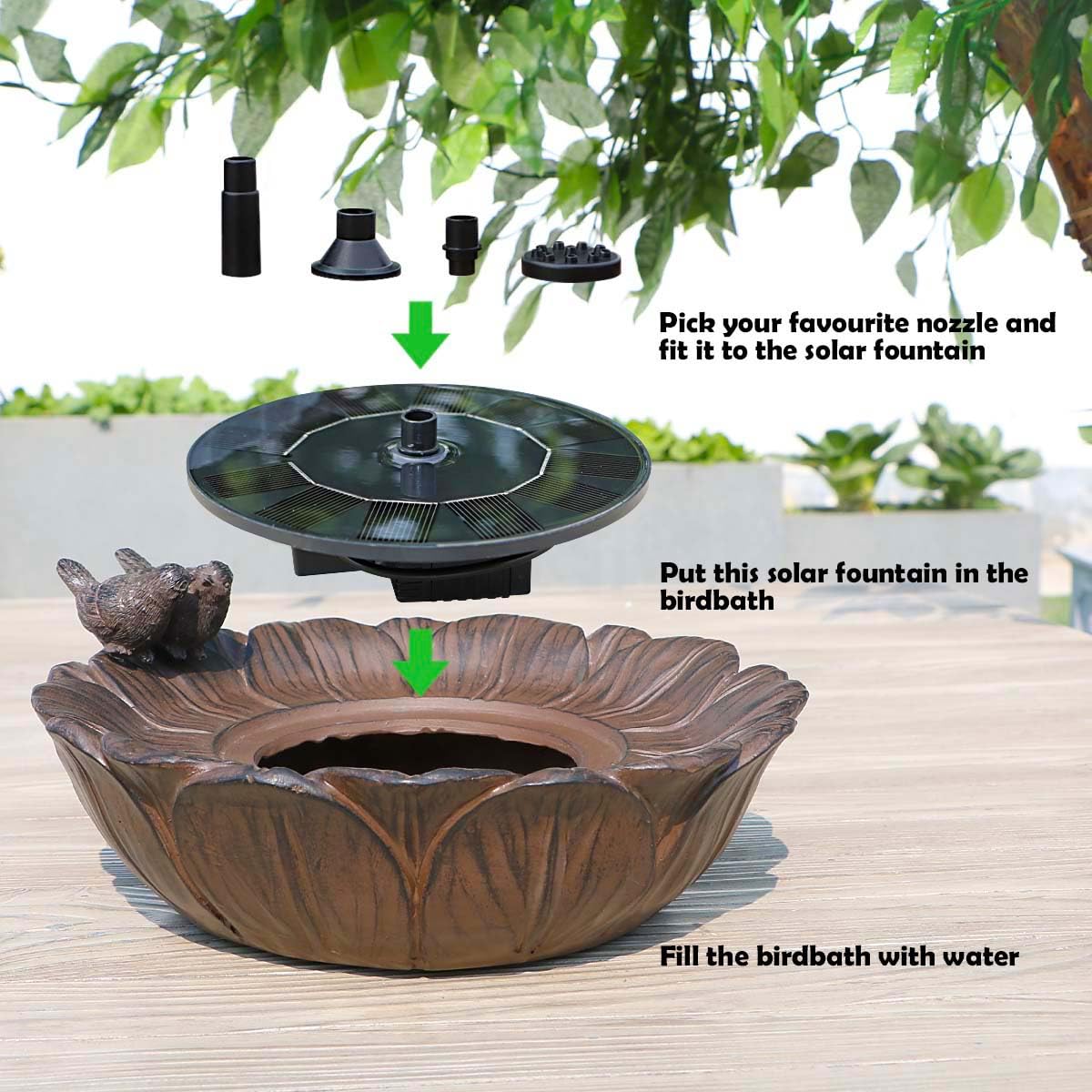 Veflauresi easy-install outdoor fountain simplifies setup for quick garden enjoyment.