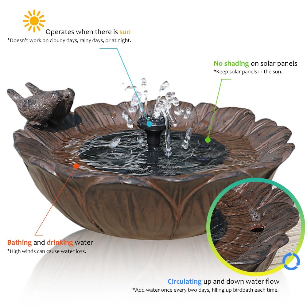 Veflauresi resting-bird sculpture on fountain creates a charming garden focal point and wildlife draw.