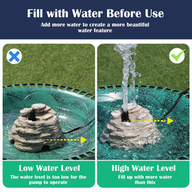 Veflauresi fountain with 9.8 ft pump cord enables versatile setup and spacing.