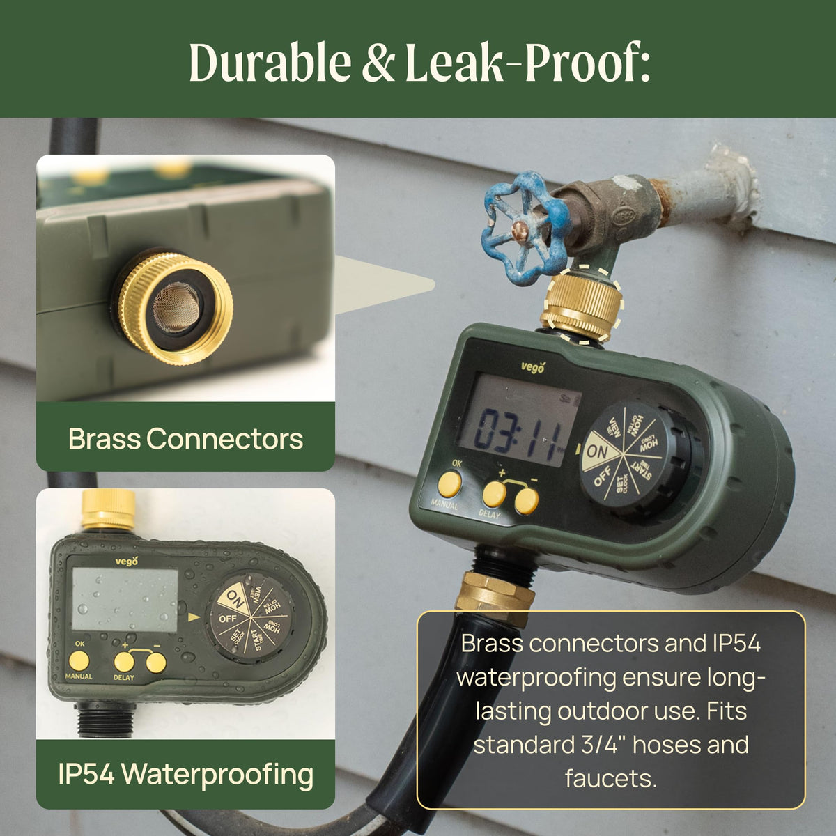 Vego brass connectors provide secure hose fittings and reliable connections.
