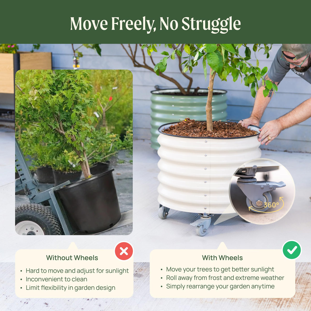 Vego Garden heavy-duty metal frame demonstrates durability for long-term use.