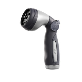 Vego garden hose nozzle with nine spray patterns for versatile watering tasks.
