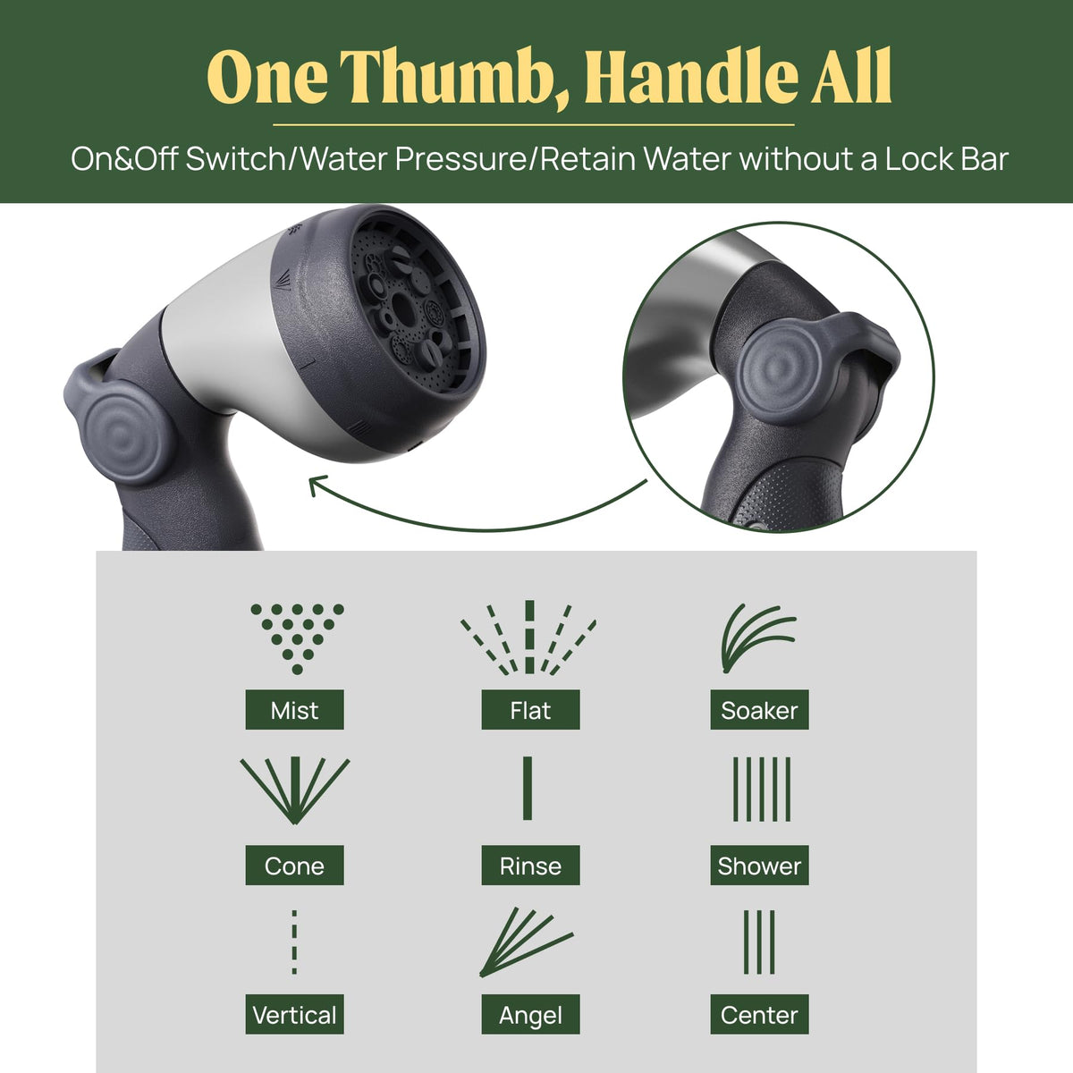 Vego garden hose nozzle with aluminum construction for durable outdoor use.