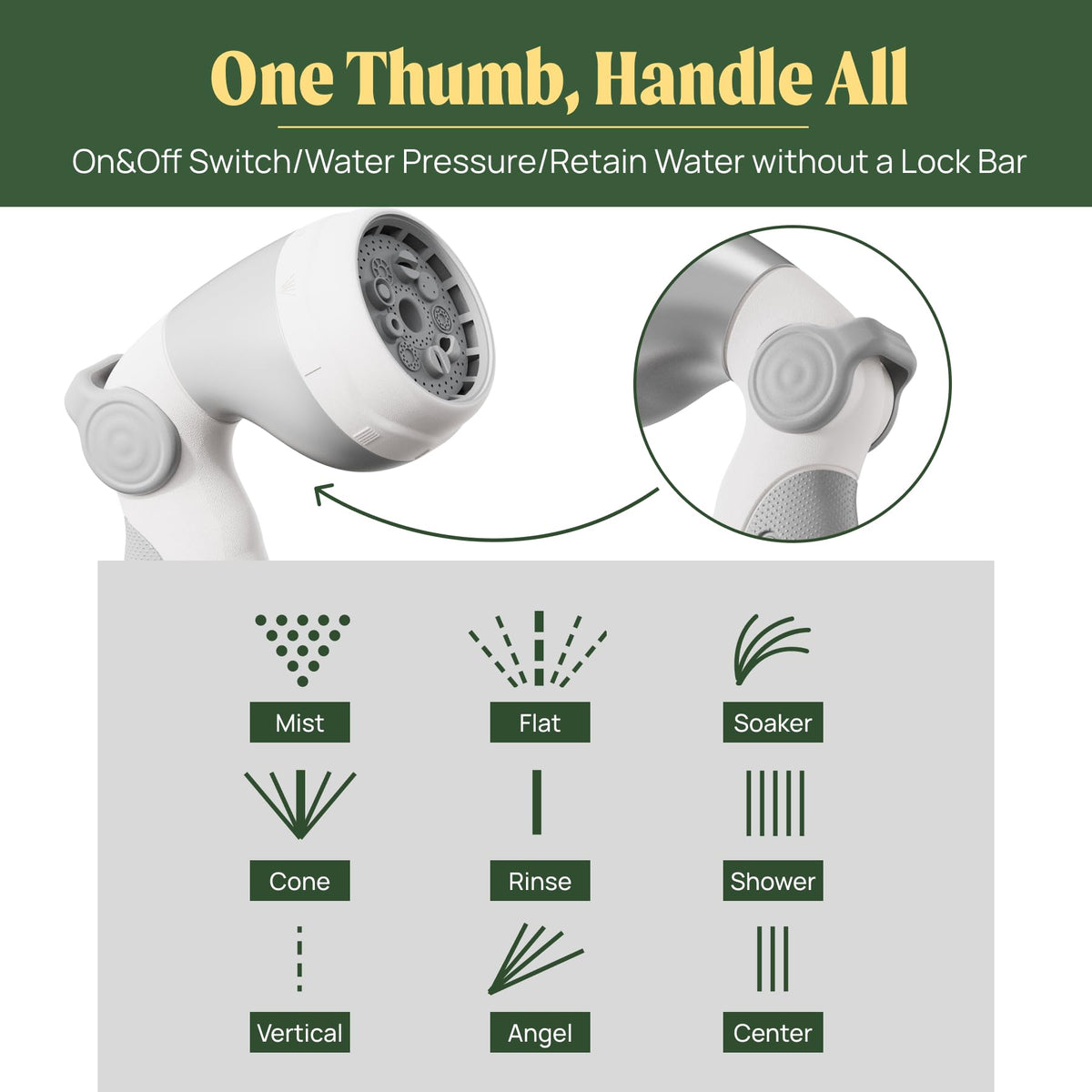 Vego Garden Hose Nozzle anti-slip handle ensures secure grip during extended watering.