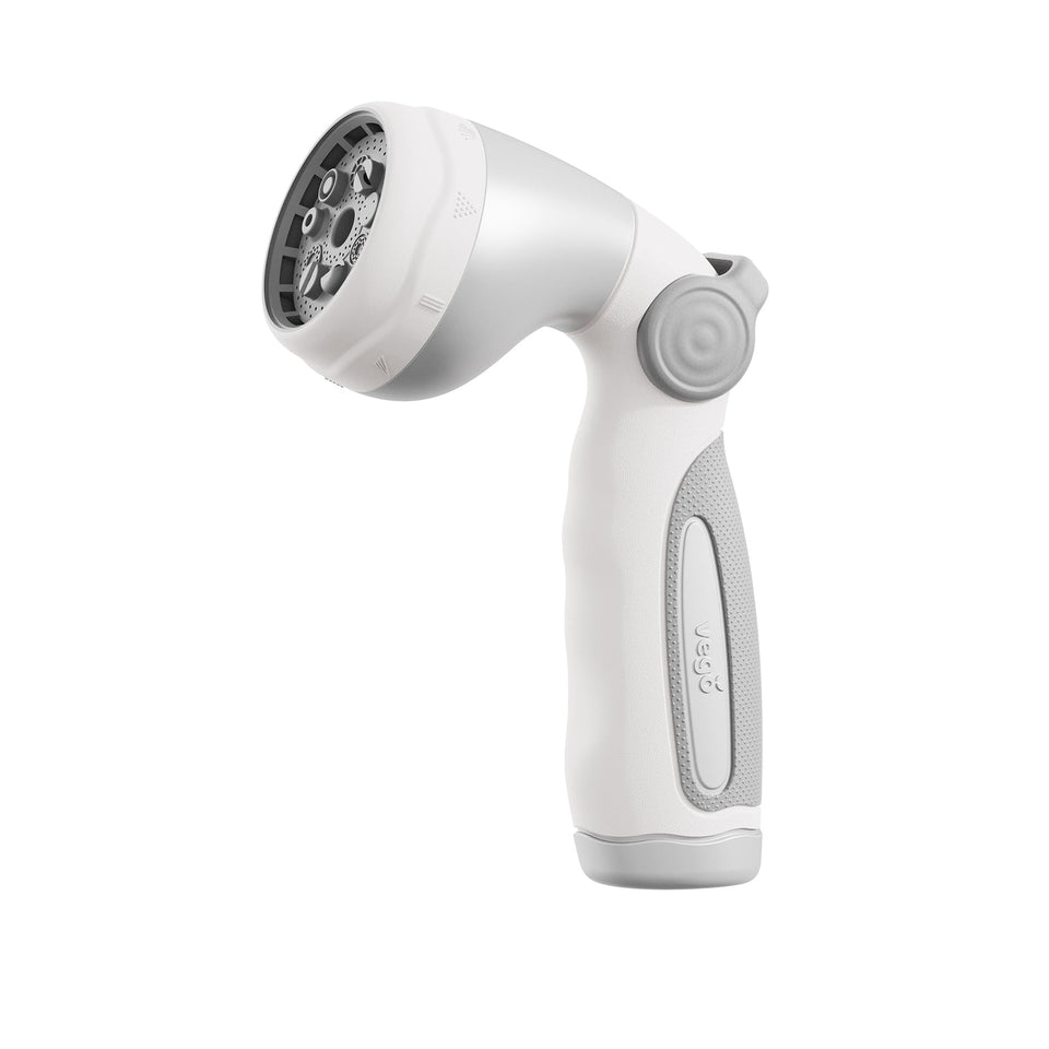 Vego Garden Hose Nozzle front view shows versatile spray options for precise watering.