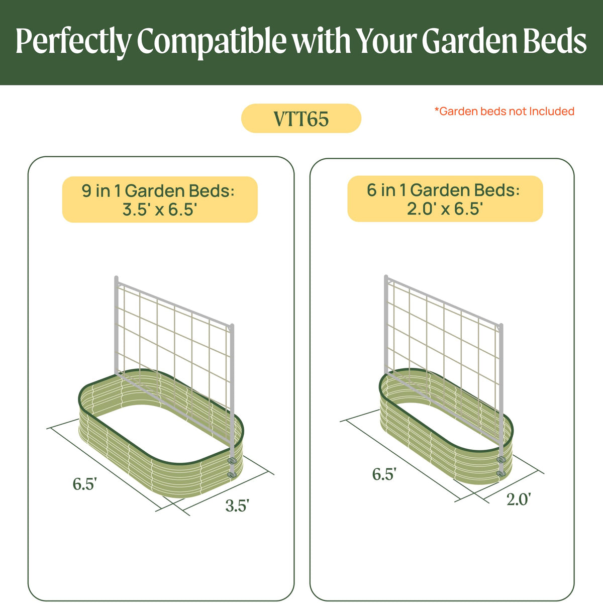 Vego Garden trellis mounted over raised bed for clean installation.