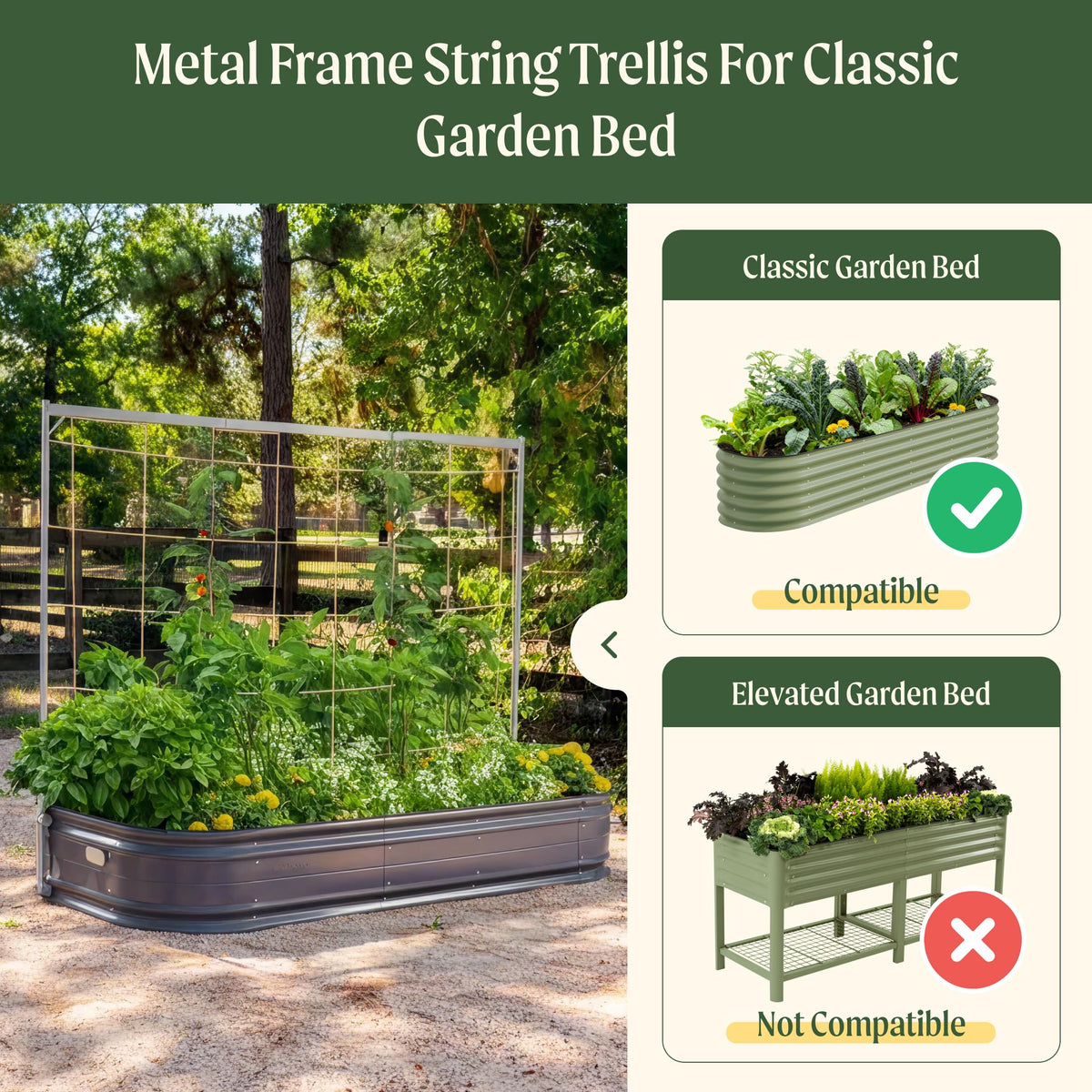 Vego Garden sturdy frame with 4mm twine close-up.