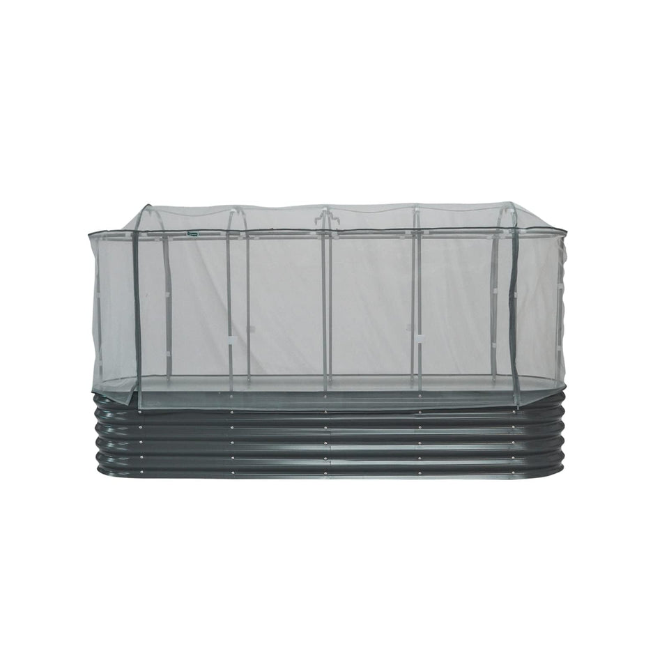 Vego garden cover system 2.0 frame protects beds from weather and pests.