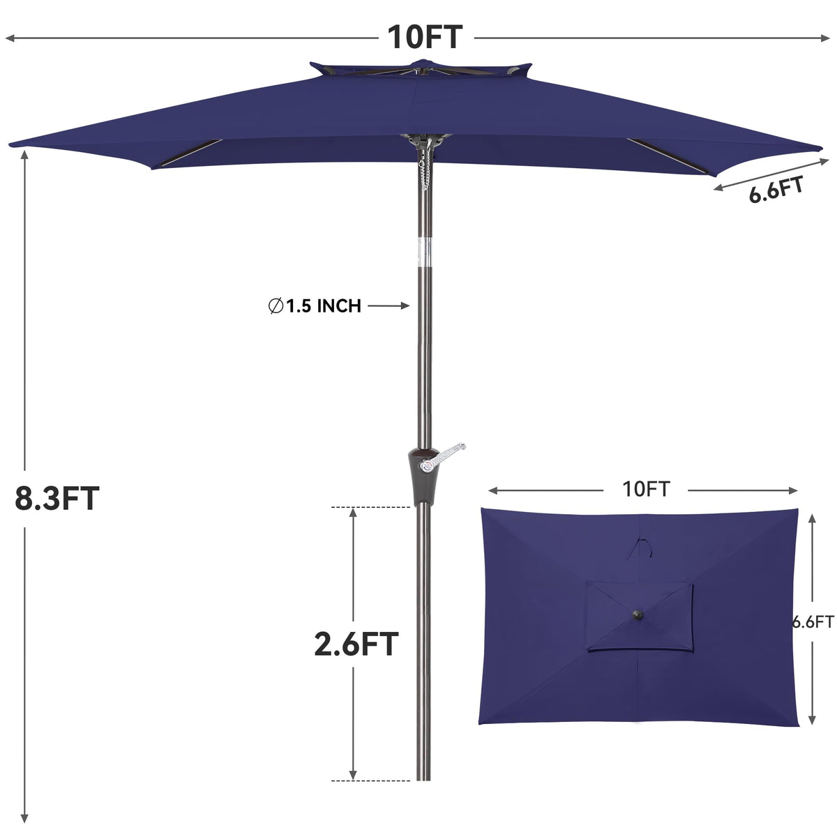 VEGOND navy rectangle umbrella base not included prompting weighted base
