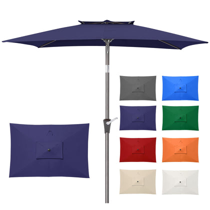 VEGOND rectangle patio umbrella navy full view showing wide shade coverage