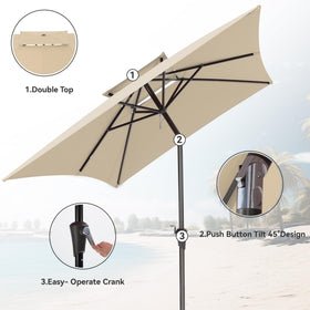 VEGOND rectangle umbrella crank system enables easy opening and closing for quick shade.