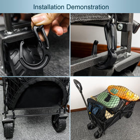 VEHIRIE cargo net with ABS hooks for reliable attachment on a trolley.