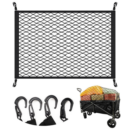 VEHIRIE cargo net on a garden wagon keeps items secure during transport.