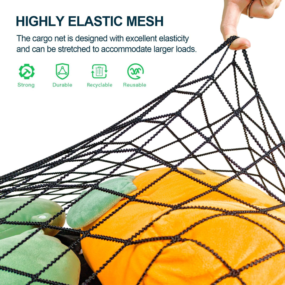 VEHIRIE cargo net installation is quick and folds flat for storage.