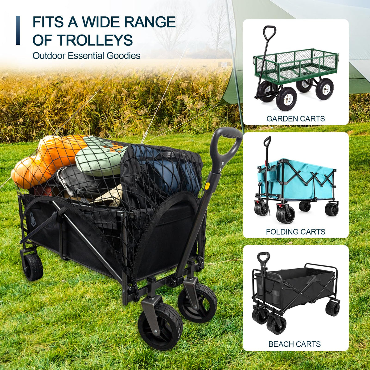 VEHIRIE extended-size cargo net expands to cover larger loads.