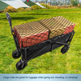 Universal-fit VEHIRIE cargo net secures luggage in car trunks and SUVs.