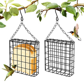 Velarionna 2pcs suet bird feeders outdoors hanging, ideal for backyard birdwatching