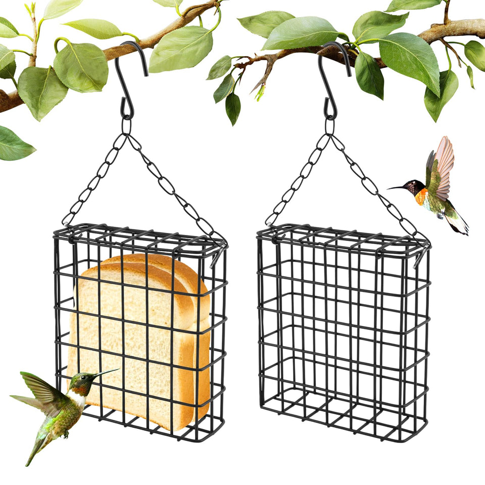 Velarionna 2pcs suet bird feeders outdoors hanging, ideal for backyard birdwatching