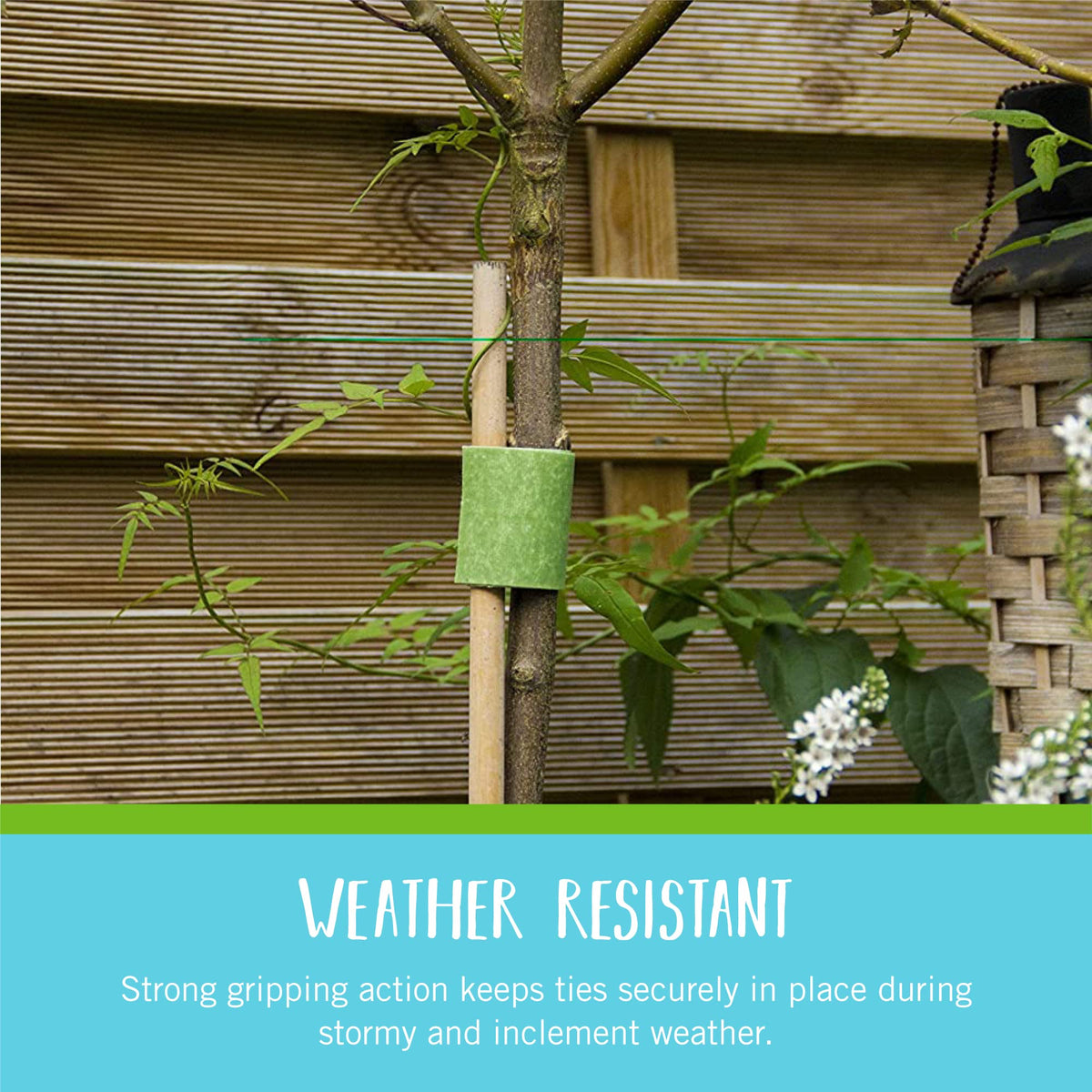 VELCRO Brand VEL-30089-AMS weather-resistant ties stand up to wind and rain.