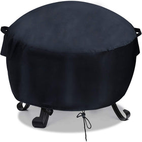 Velfree 26-inch round fire pit cover shielding a round pit from weather and debris