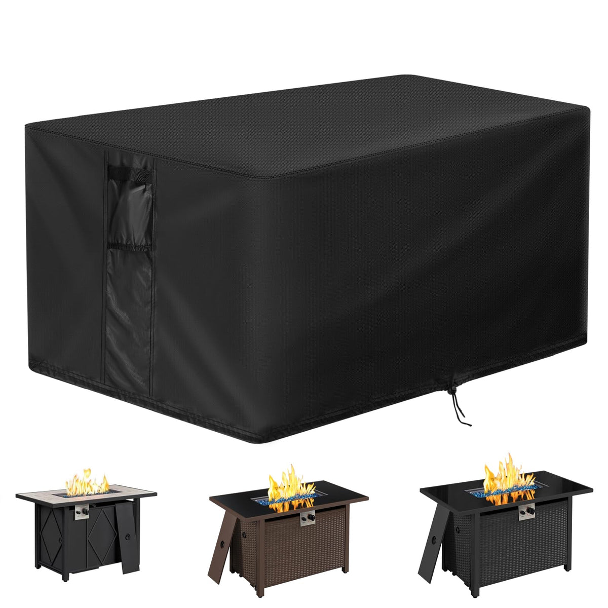 Velfree fire pit cover 48x36-24inch rectangle protecting the pit from rain