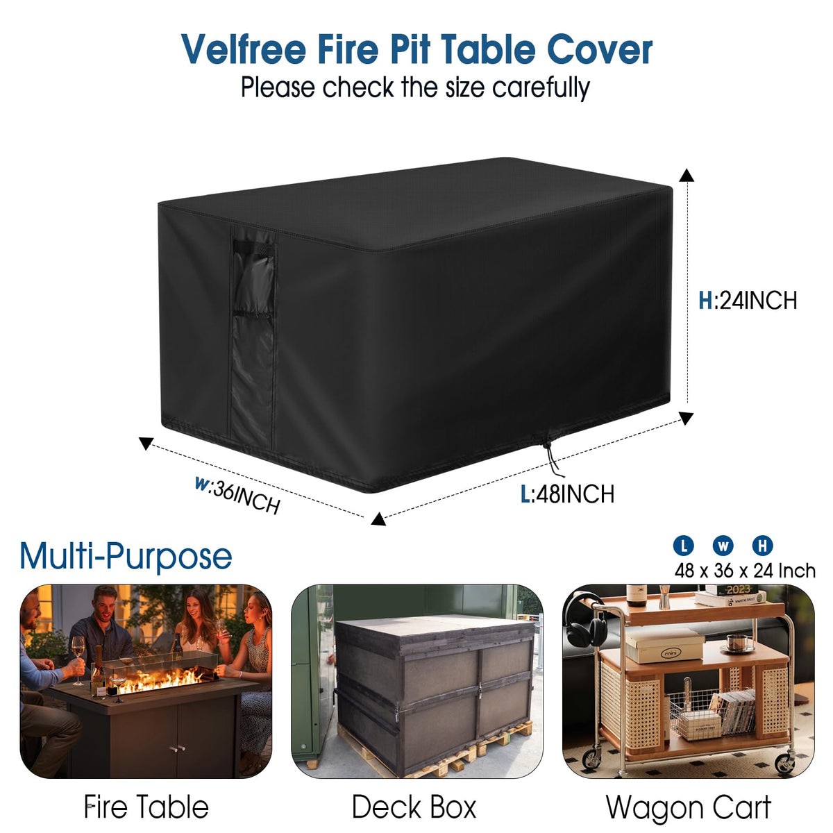 Velfree fire pit cover waterproof material blocks moisture for dryness