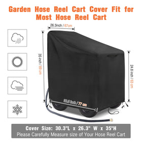 Velfree windproof buckles secure the cover on a garden cart